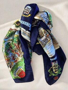 ✨ Vintage German Scenic Scarf – Stuttgart, Heidelberg, Sindelfingen Motif